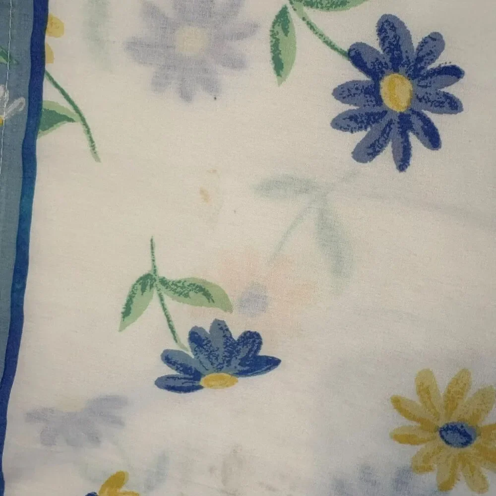 Vintage Springs Daisy Pillowcase Blue Yellow White Floral Cottagecore Standard